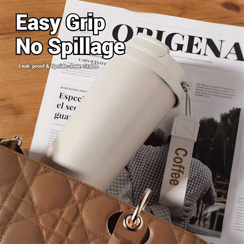 Portable Stainless Steel Coffee Mug, Keeps Hot Or Cold, 18Oz Capacity with And Straw, Suitable for Men And Women As A Handheld Water Bottle, Suitable for Gift Giving, Multifunctional, Durable, Unique