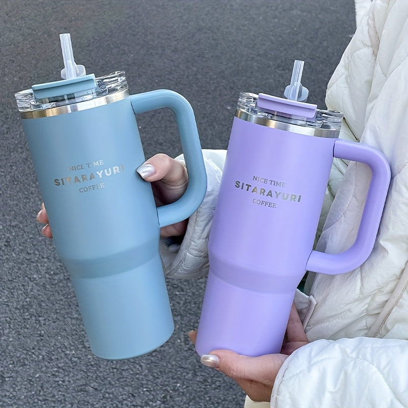 Multicolor Stainless Steel Insulated Tumbler 900ml with Straw and Handle, Leakproof, Ideal for Outdoor Camping and Sports