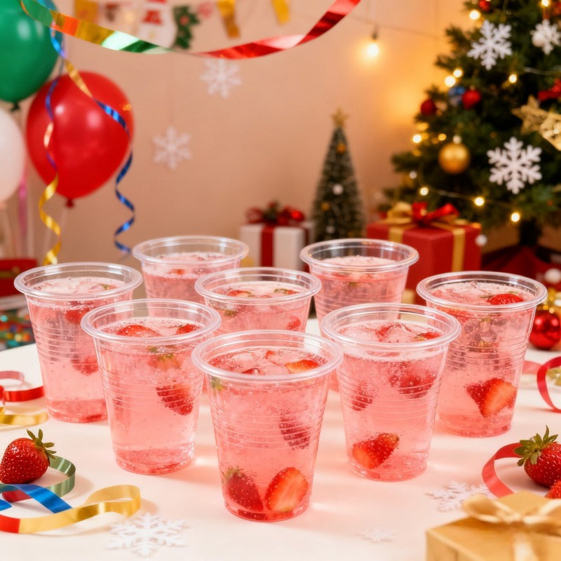 82pcs of 300M High-Quality Transparent Cups, Perfect for Festive Party Decorations. They Pair Well with Soda And Various Colored Drinks, Making Them Visually Appealing. Stackable for Space-Saving Storage, Ideal for Family Gatherings, Parties