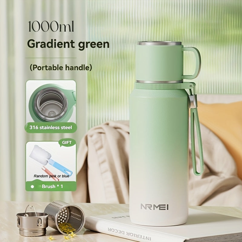 Insulated Tumbler with Lid, 24-Hour Hot & Cold Retention, Portable Handle and Cup Cover for Outdoor Use\u002FCamping