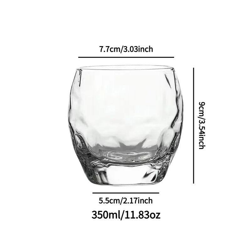Set of 4 Stylish 11.83oz Transparent Glass Cups, Creatively Designed for Home Use As Milk Or Coffee Cups, Versatile Glassware