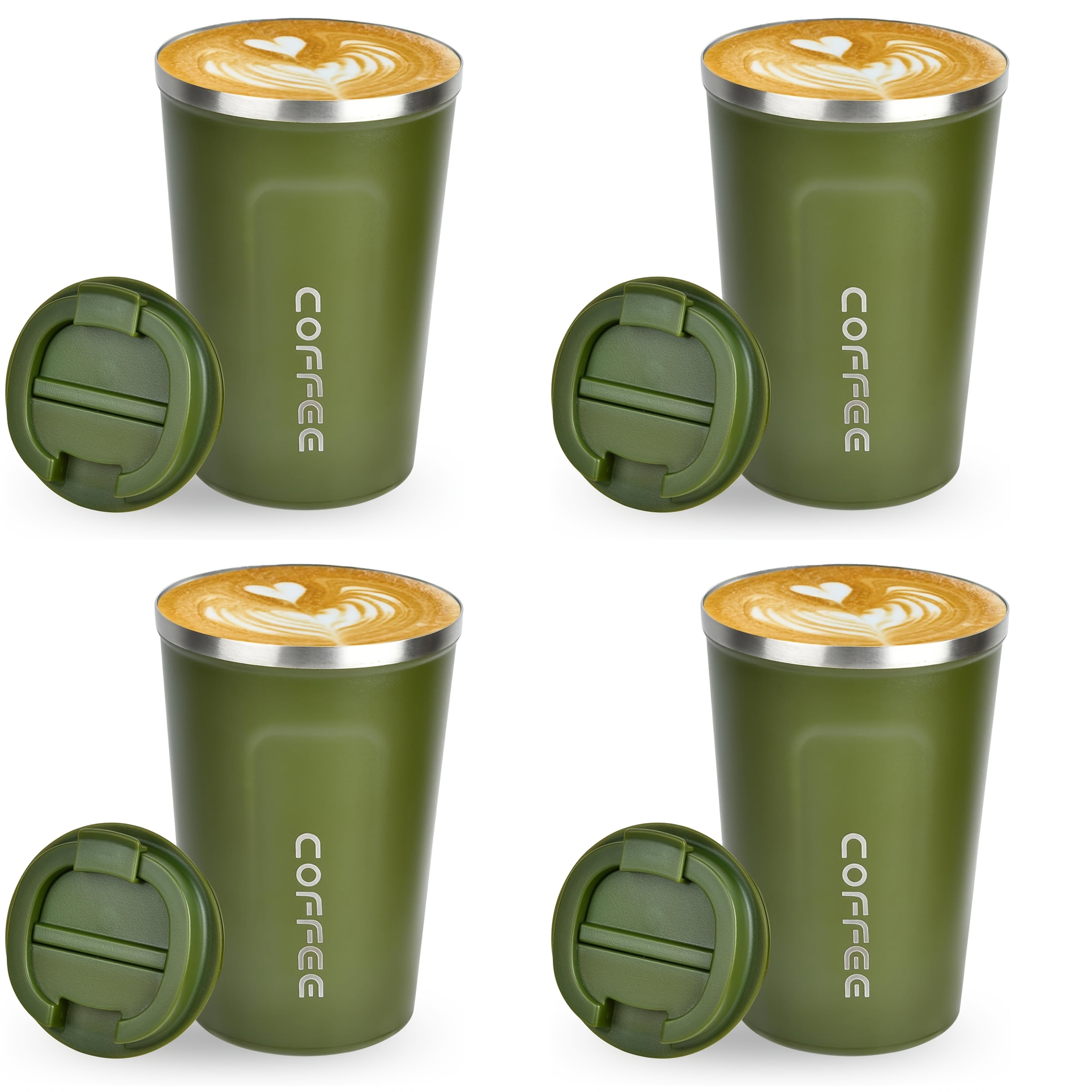 Stainless Insulated Travel Coffee Mug - Double-Wall Vacuum Insulated Bottle Cup with Locking Lid, Leak-Proof & Reusable Coffee Insulated Bottle for Hot\u002FCold Drinks, Portable Green Coffee Tumbler for Commute, Office, Camping (403 Grade, Hand Wash