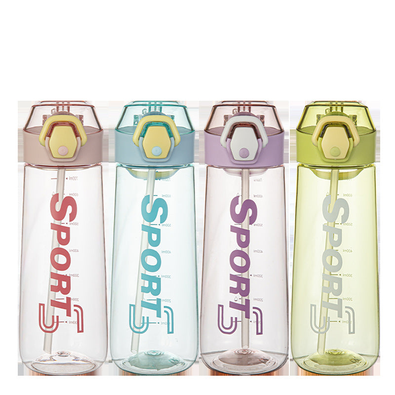 Straw Cup Summer Large-capacity Portable Outdoor Sports Water Cup Women's High-value Plastic Cup