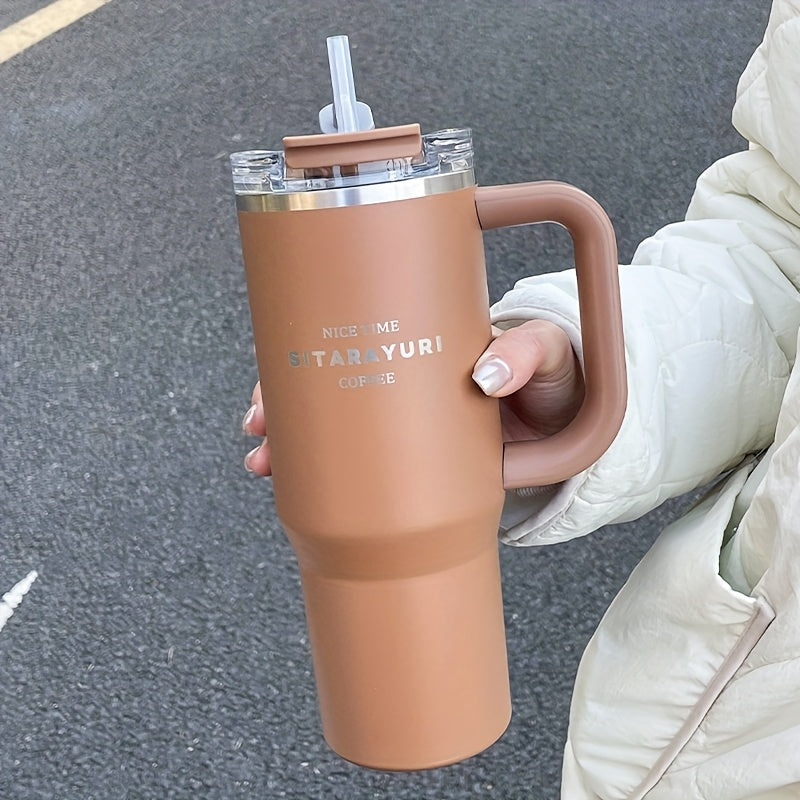 Multicolor Stainless Steel Insulated Tumbler 900ml with Straw and Handle, Leakproof, Ideal for Outdoor Camping and Sports