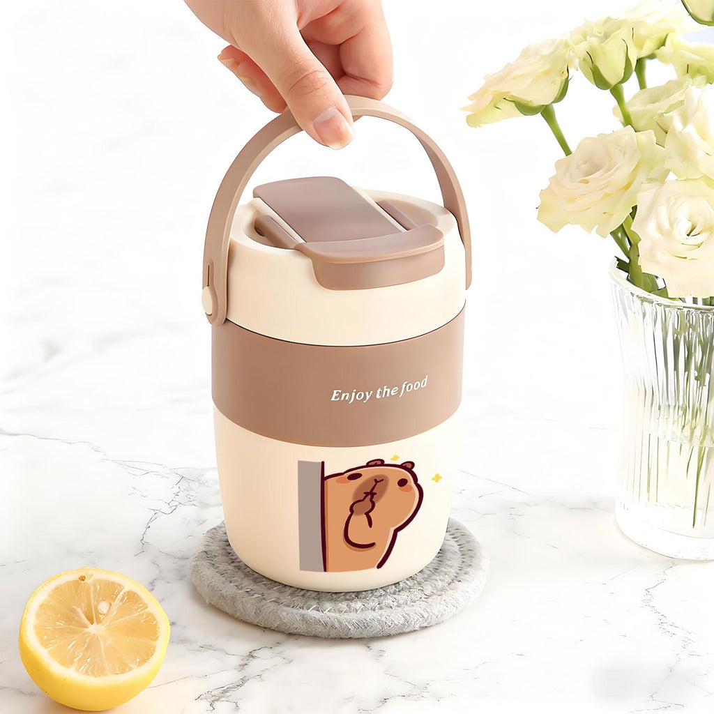 Capybara Water Bottle, Mug,, High-Value Tea Cup with Great Appearance, Large Capacity, Portable Travel Tumbler, Coffee Cup, Premium Water Bottle, Breakfast Cup, Milk Cup, Leak-Proof, Suitable for Car, Office, Camping, Home, Christmas