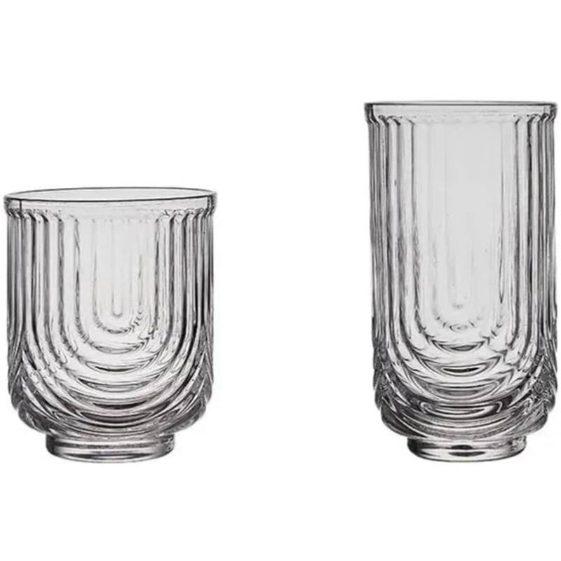 Striped U - Shaped Glass Cup iced Latte Coffee Glasses Beverage Glasses Tea Cup Simple Drinking Cups Beer Mug