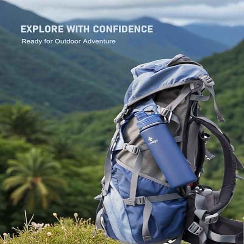 24 oz Insulated Water Bottle | Stainless Steel Tumbler with Shoulder Strap, 2-in-1 Straw Spout Lid, Fashion Flask for Women and, Keeps Cold 24H and Hot 12H, BPA Free, Light Green