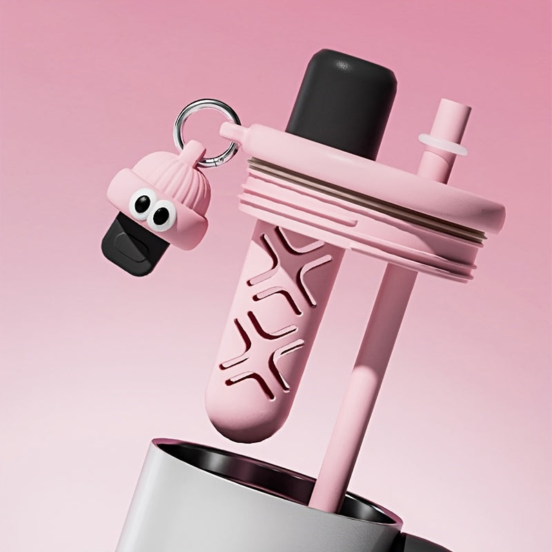 COOKER KING 1200Ml Insulated Cup Featuring a Handle & Straw, 40Oz 316 Stainless Steel Insulated Water Container, Dual Sip Leak-Resistant Travel Mug with Removable Tea Infuser, Adorable Cartoon Style