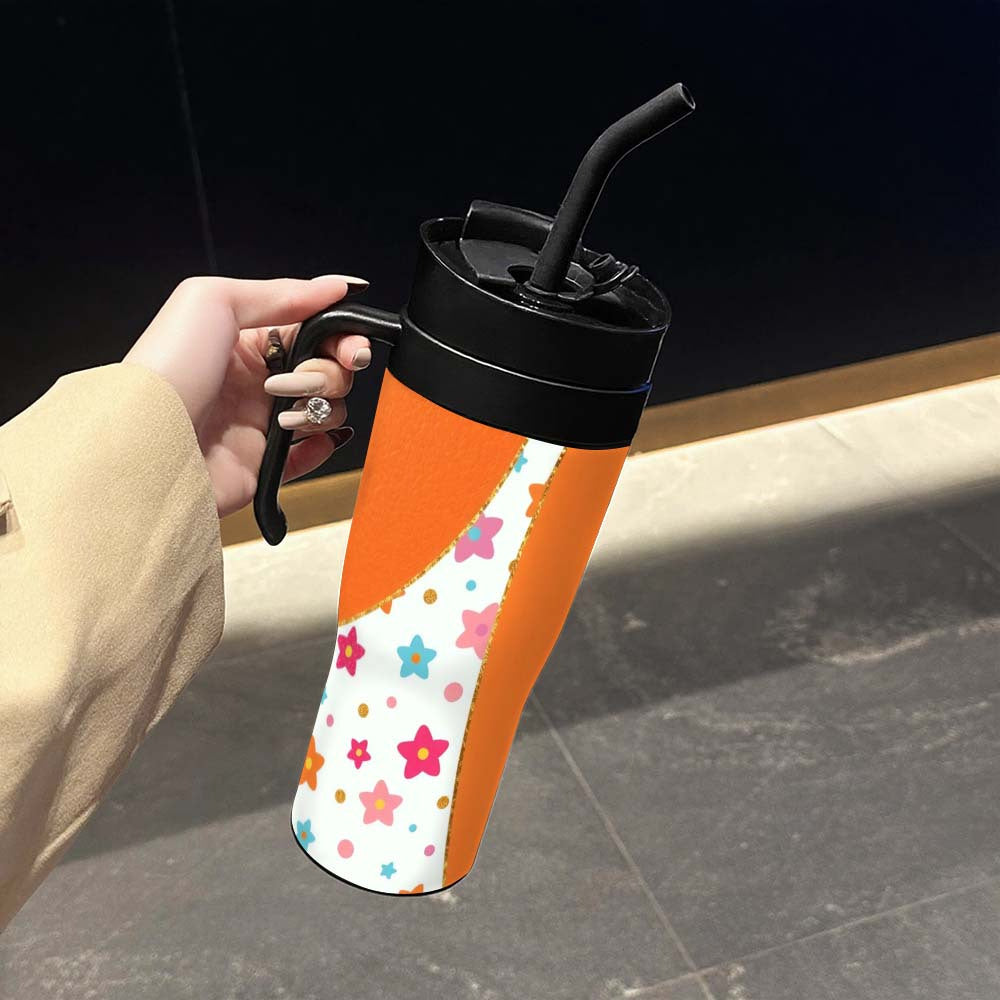 Vibrant Cartoon Star Design on a Plastic Cup for Beverages, Crafted from PC Material, Featuring an Impressive 1200Ml (40.58Oz) Capacity, Complete with a Lid And Straw. This Portable Travel Mug Is Suitable for Both Hot And Cold Drinks