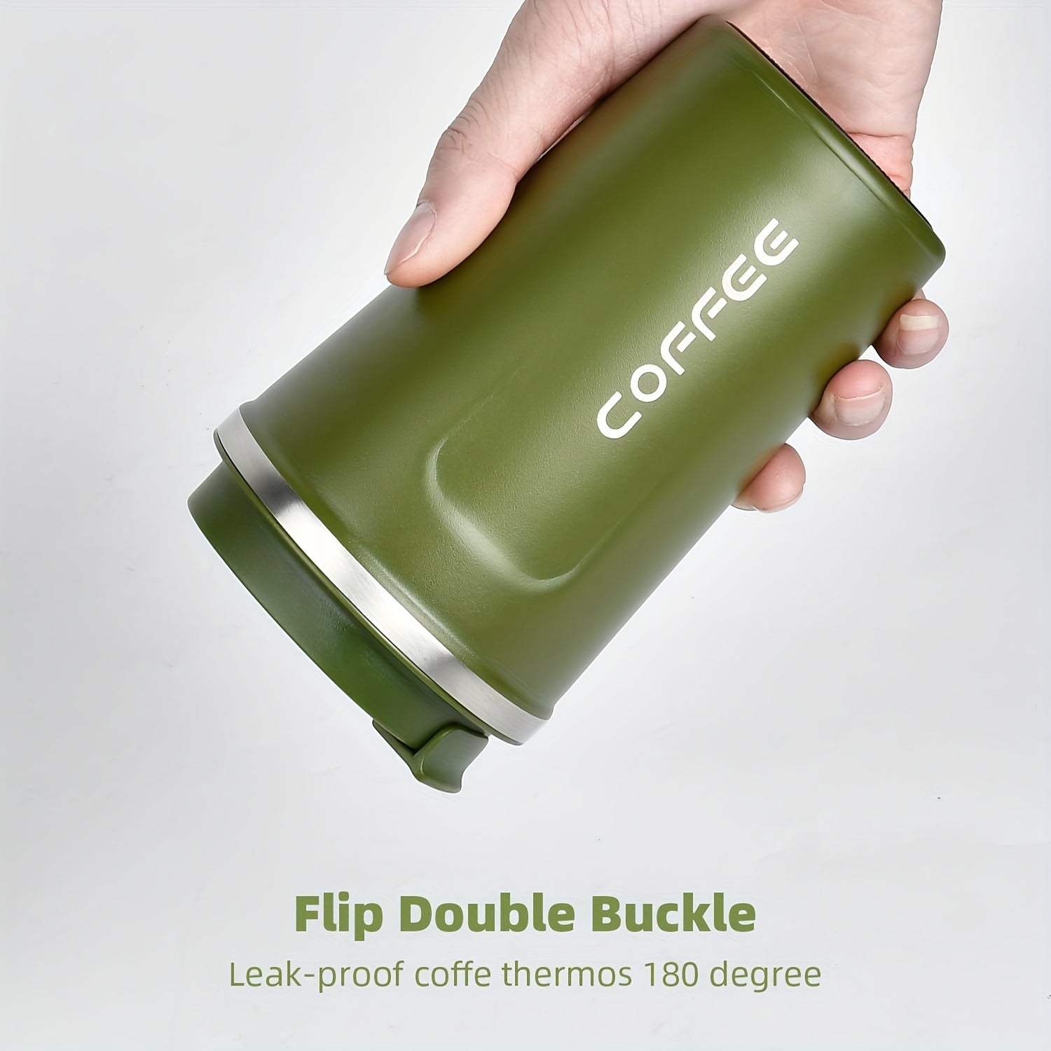 Stainless Insulated Travel Coffee Mug - Double-Wall Vacuum Insulated Bottle Cup with Locking Lid, Leak-Proof & Reusable Coffee Insulated Bottle for Hot\u002FCold Drinks, Portable Green Coffee Tumbler for Commute, Office, Camping (403 Grade, Hand Wash