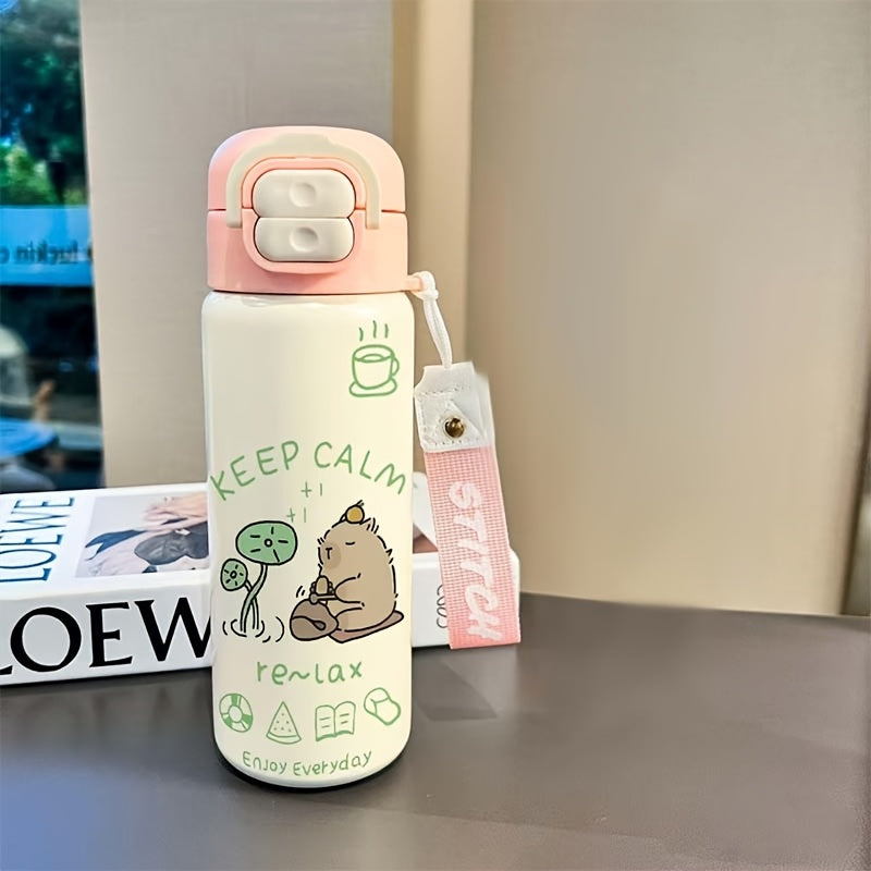 18oz Stainless Steel Cup, High Quality Insulated Mug, Solid Color Travel Tumbler, Double-Wall Vacuum Water Bottle, Reusable Insulated Mug, Straw Insulated Bottle, Perfect Gift for Valentine's Day Christmas Thanksgiving, Ideal for Outdoor Activities