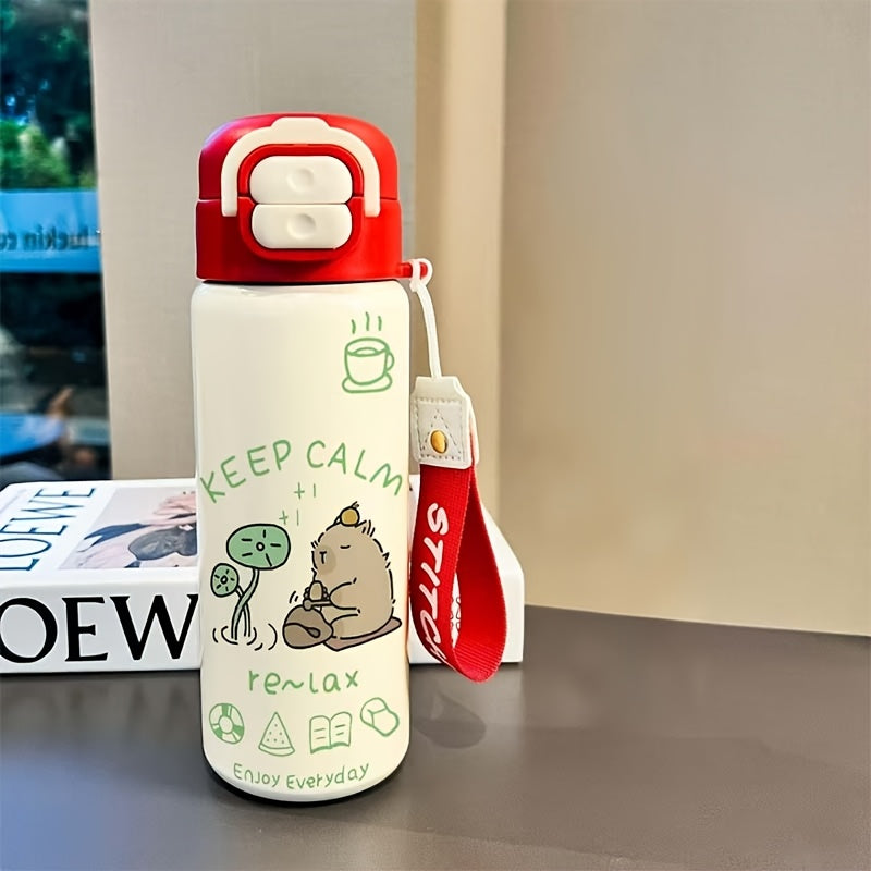 18oz Stainless Steel Cup, High Quality Insulated Mug, Solid Color Travel Tumbler, Double-Wall Vacuum Water Bottle, Reusable Insulated Mug, Straw Insulated Bottle, Perfect Gift for Valentine's Day Christmas Thanksgiving, Ideal for Outdoor Activities