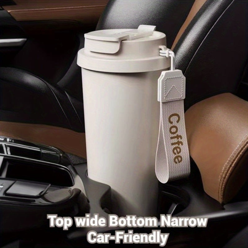 Portable Stainless Steel Coffee Mug, Keeps Hot Or Cold, 18Oz Capacity with And Straw, Suitable for Men And Women As A Handheld Water Bottle, Suitable for Gift Giving, Multifunctional, Durable, Unique