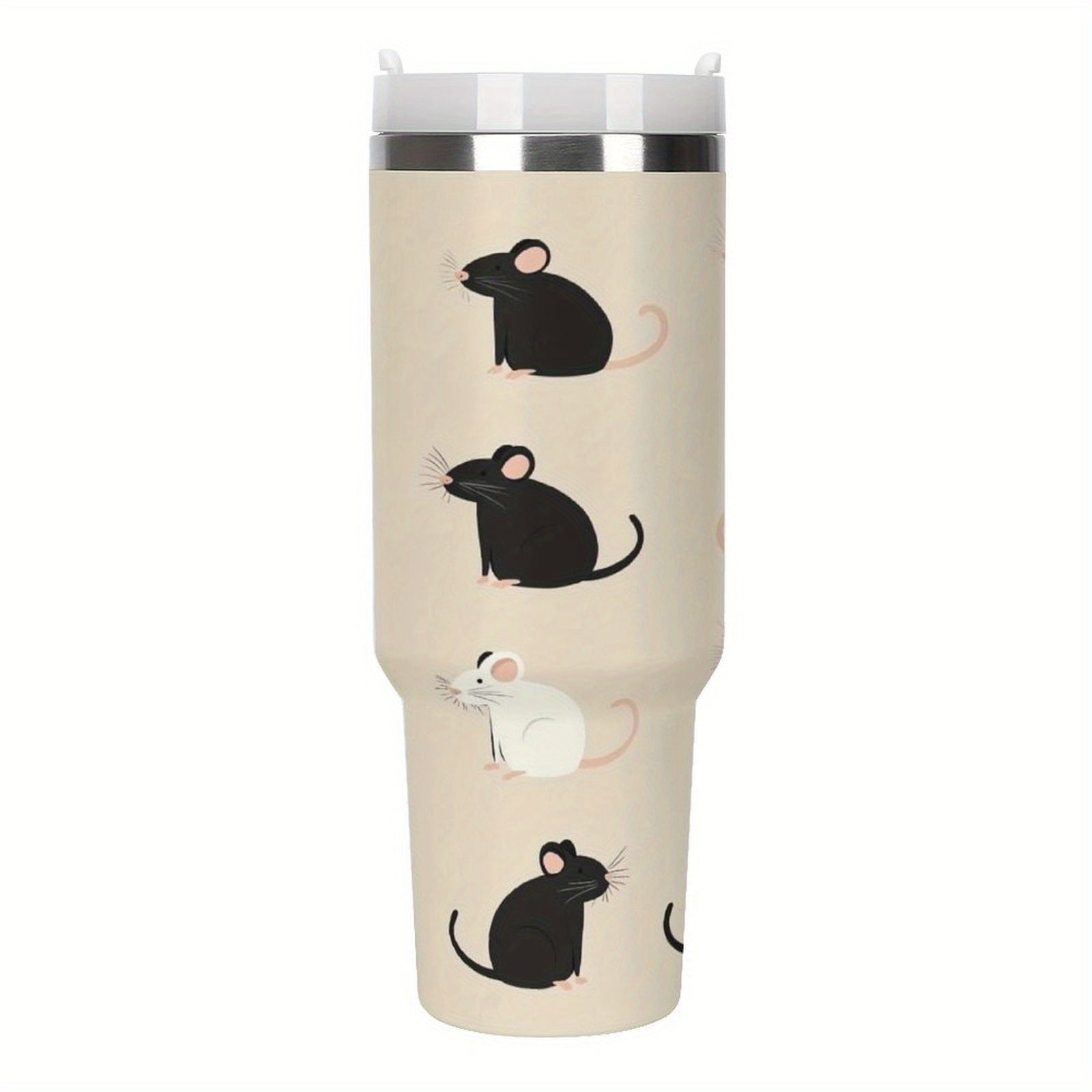 Rats And Mice Collection Themed 40oz Cup with Straw Stainless Steel Tumbler with Handle, Trendy High-quality Insulated Tumbler Water Bottle, 40oz Large Cup Mug Coffee Travel Mug Car Cup for Gift Home Car Outdoor Travel Fitness Gym Office