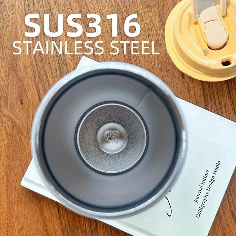 Portable Stainless Steel Coffee Mug, Keeps Hot Or Cold, 18Oz Capacity with And Straw, Suitable for Men And Women As A Handheld Water Bottle, Suitable for Gift Giving, Multifunctional, Durable, Unique