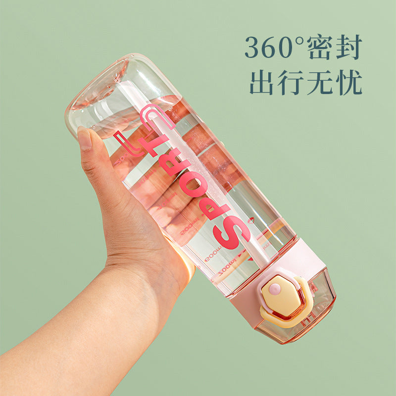 Straw Cup Summer Large-capacity Portable Outdoor Sports Water Cup Women's High-value Plastic Cup