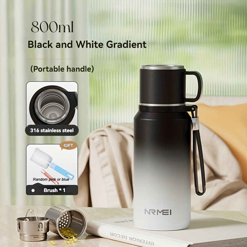 Insulated Tumbler with Lid, 24-Hour Hot & Cold Retention, Portable Handle and Cup Cover for Outdoor Use\u002FCamping