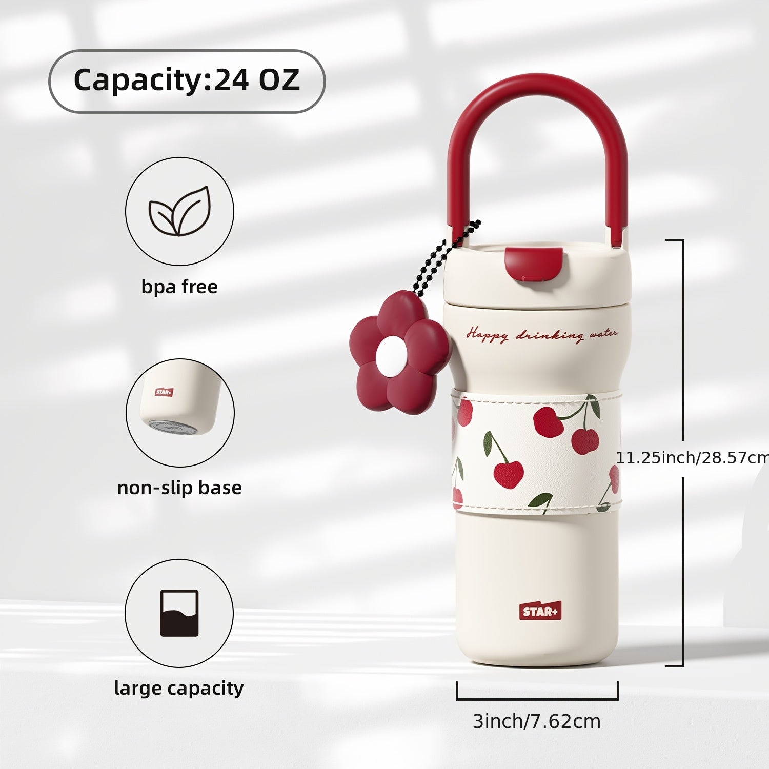 24-Ounce Stainless Steel Tumbler Featuring a Lid And Straw, Insulated Water Bottle Designed to Prevent Leaks for Both Cold And Hot Beverages, Portable Travel Coffee Cup for Ice, And a Reusable Hot Coffee Cup for Women