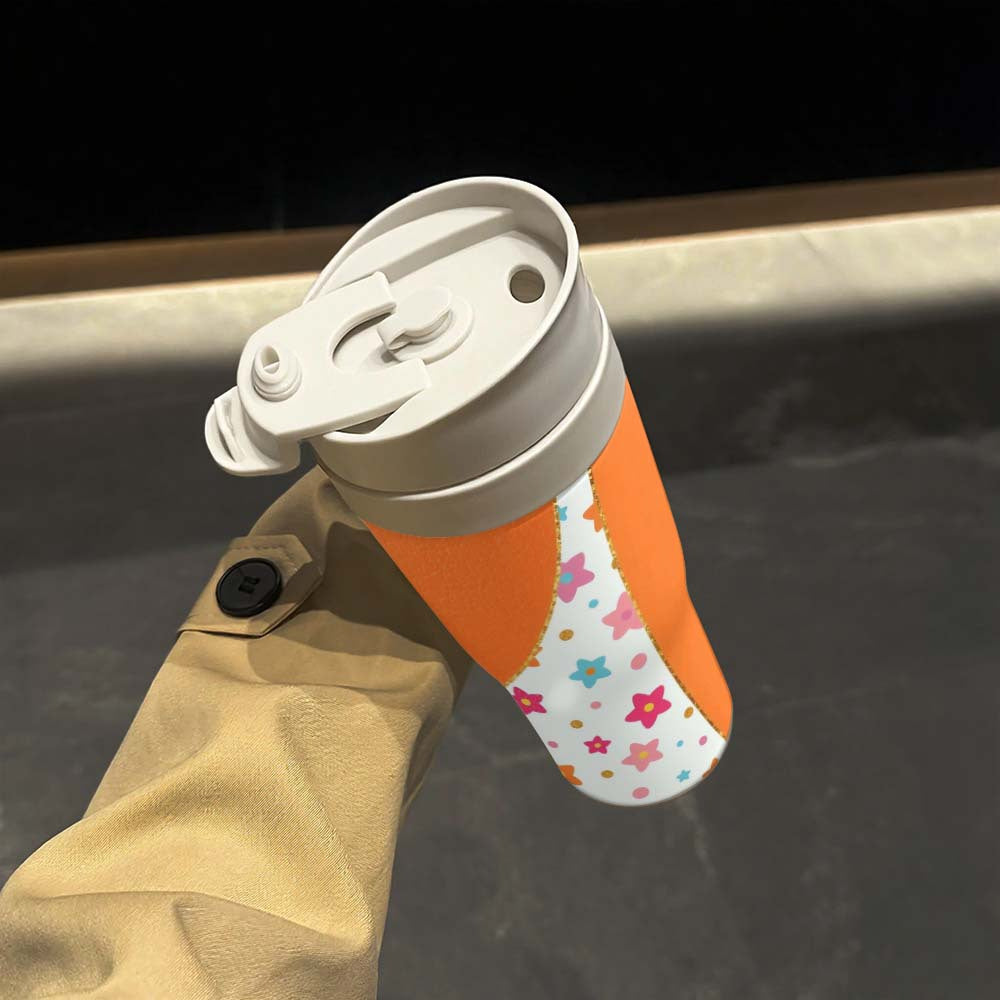 Vibrant Cartoon Star Design on a Plastic Cup for Beverages, Crafted from PC Material, Featuring an Impressive 1200Ml (40.58Oz) Capacity, Complete with a Lid And Straw. This Portable Travel Mug Is Suitable for Both Hot And Cold Drinks