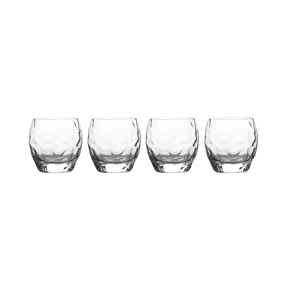 Set of 4 Stylish 11.83oz Transparent Glass Cups, Creatively Designed for Home Use As Milk Or Coffee Cups, Versatile Glassware