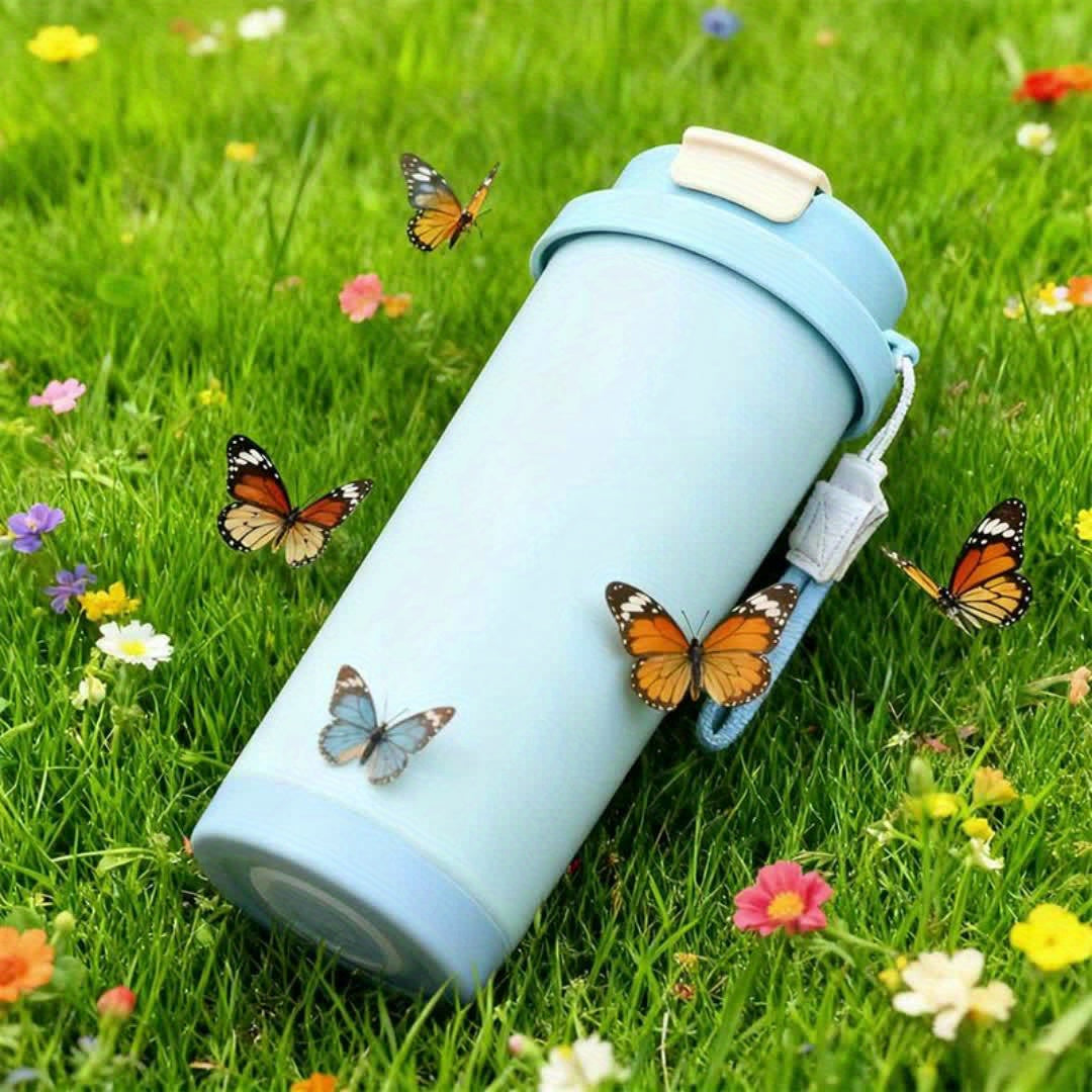 Portable Stainless Steel Coffee Mug, Keeps Hot Or Cold, 18Oz Capacity with And Straw, Suitable for Men And Women As A Handheld Water Bottle, Suitable for Gift Giving, Multifunctional, Durable, Unique