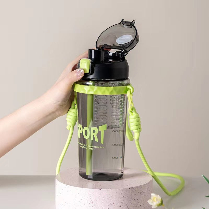 Large Capacity Sports Water Cup | Summer Flower Tea Cup, High Temperature Resistant, Straw, Portable, Space Cup, Plastic, Lightweight