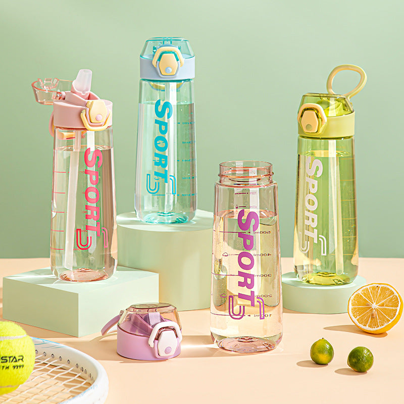 Straw Cup Summer Large-capacity Portable Outdoor Sports Water Cup Women's High-value Plastic Cup