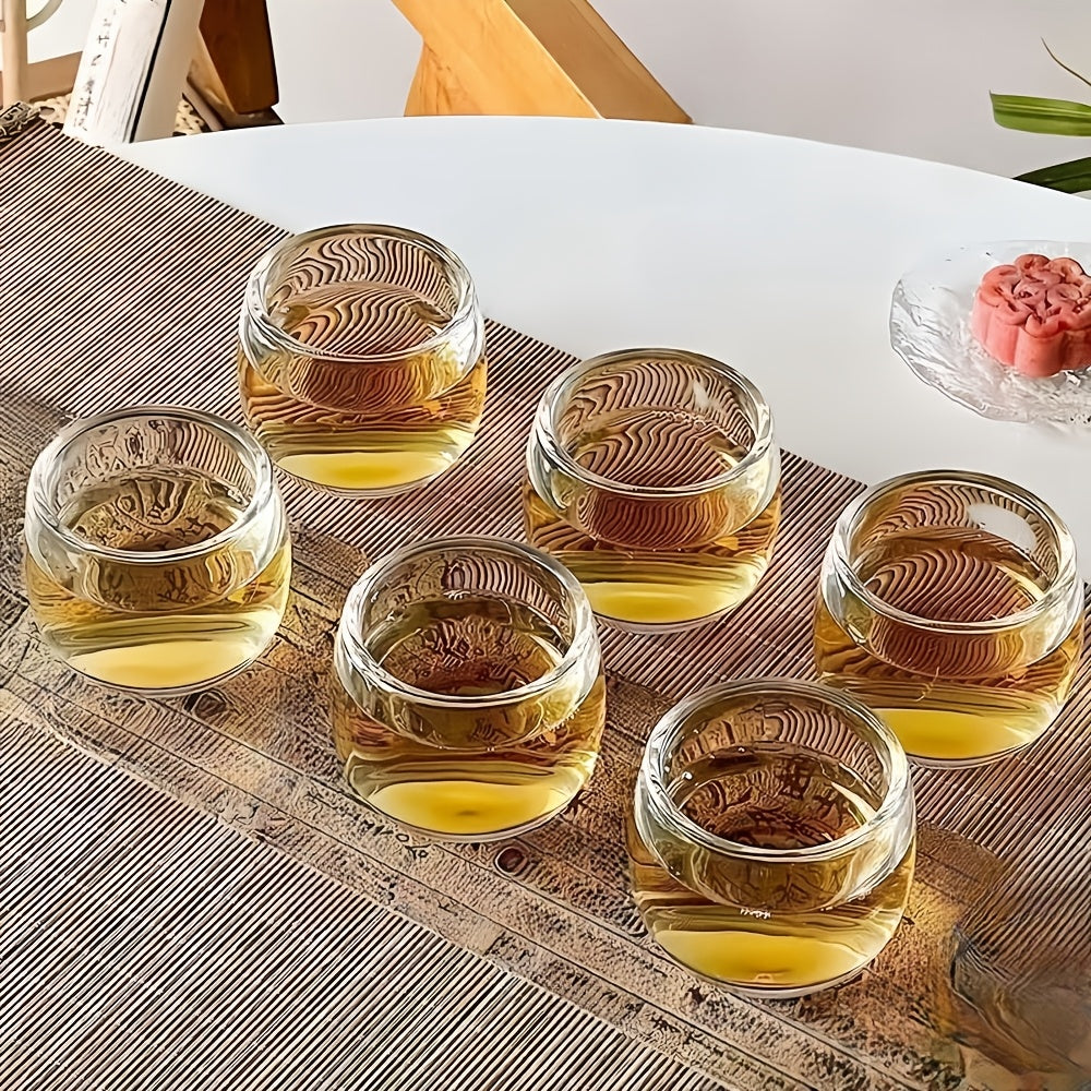 1 Set of 6, Exquisite 3.21oz Crystal Glass Tea Cups - Whiskey Glasses, Perfect for Chinese Tea Ceremonies, Summer and Winter Beverages, and Home Decor