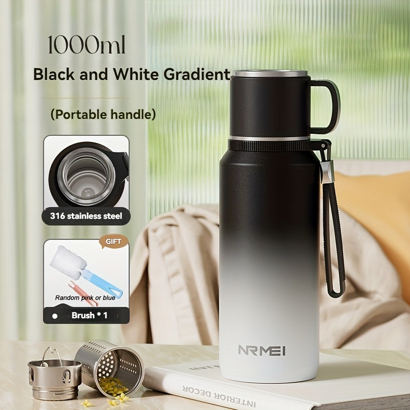 Insulated Tumbler with Lid, 24-Hour Hot & Cold Retention, Portable Handle and Cup Cover for Outdoor Use\u002FCamping