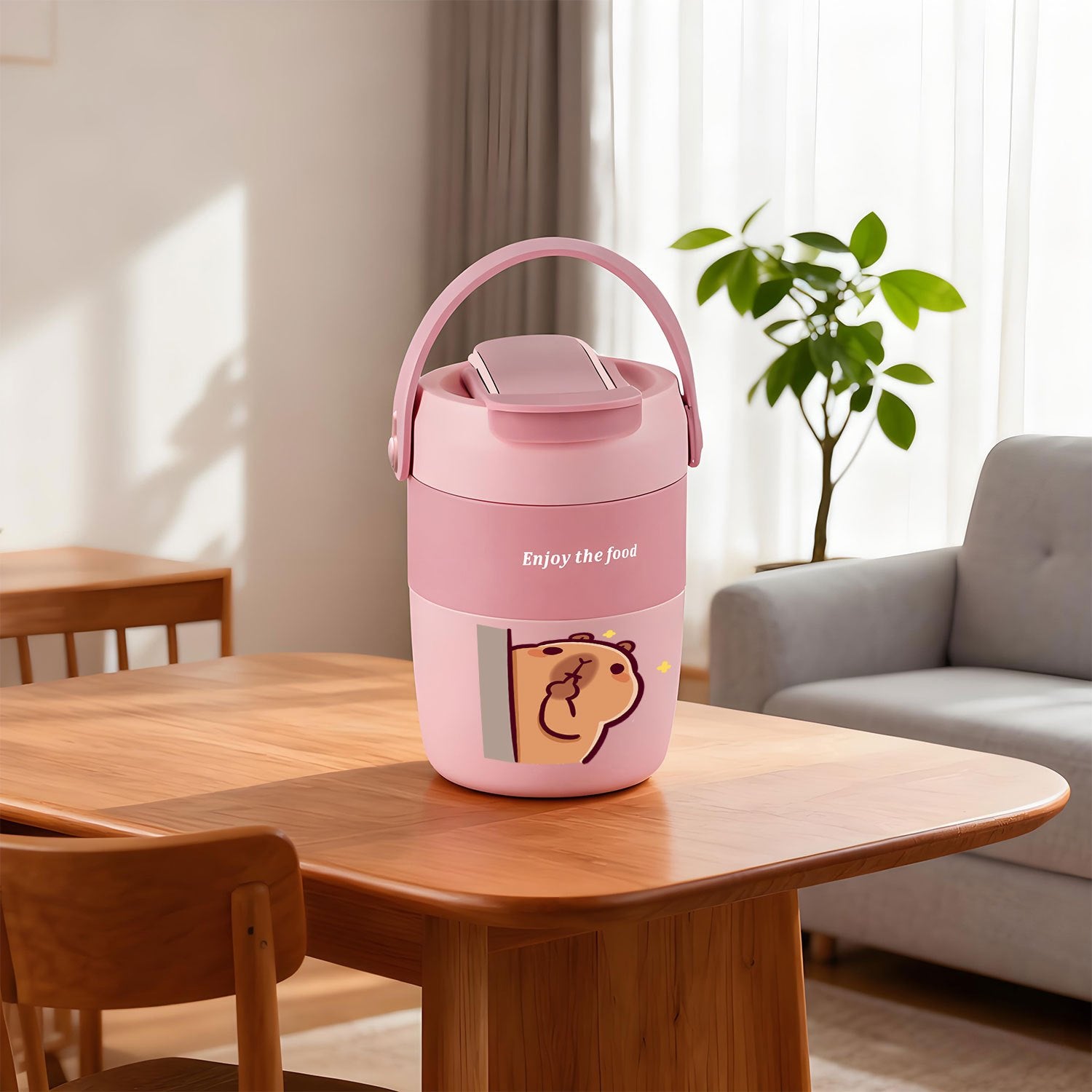 Capybara Water Bottle, Mug,, High-Value Tea Cup with Great Appearance, Large Capacity, Portable Travel Tumbler, Coffee Cup, Premium Water Bottle, Breakfast Cup, Milk Cup, Leak-Proof, Suitable for Car, Office, Camping, Home, Christmas