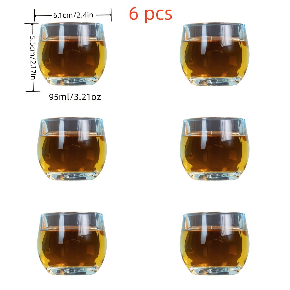 1 Set of 6, Exquisite 3.21oz Crystal Glass Tea Cups - Whiskey Glasses, Perfect for Chinese Tea Ceremonies, Summer and Winter Beverages, and Home Decor