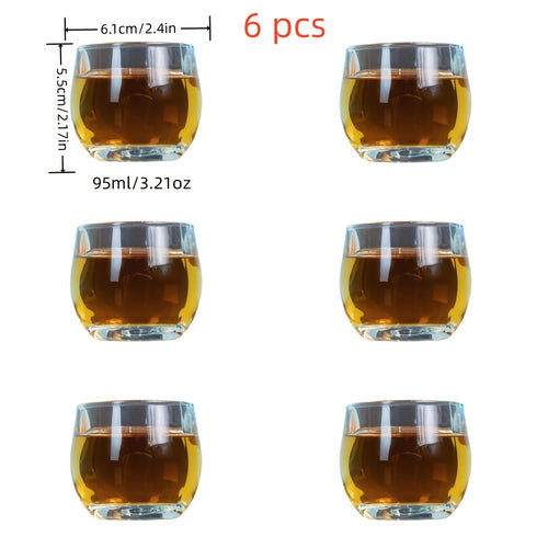 1 Set of 6, Exquisite 3.21oz Crystal Glass Tea Cups - Whiskey Glasses, Perfect for Chinese Tea Ceremonies, Summer and Winter Beverages, and Home Decor