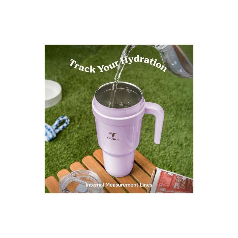 40 oz Stainless Steel Tumbler with Handle | Dual-Wall Vacuum Insulated Travel Mug, Sweat-Proof Lid, Reusable Straw, Keeps Drinks Cold for 24 Hrs, Fits Cupholders, Dishwasher Safe - Phantom