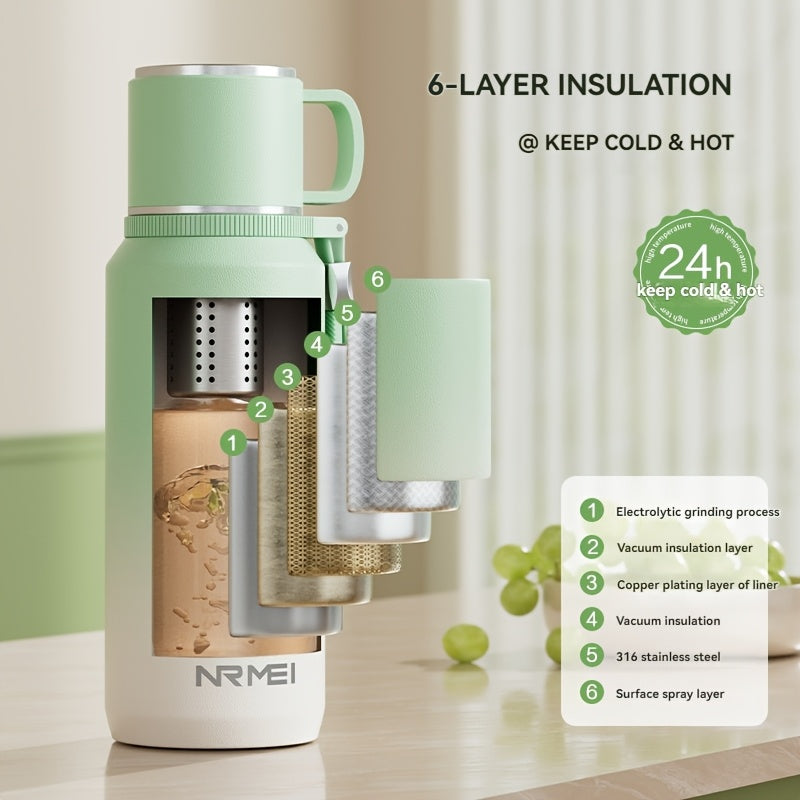 Insulated Tumbler with Lid, 24-Hour Hot & Cold Retention, Portable Handle and Cup Cover for Outdoor Use\u002FCamping