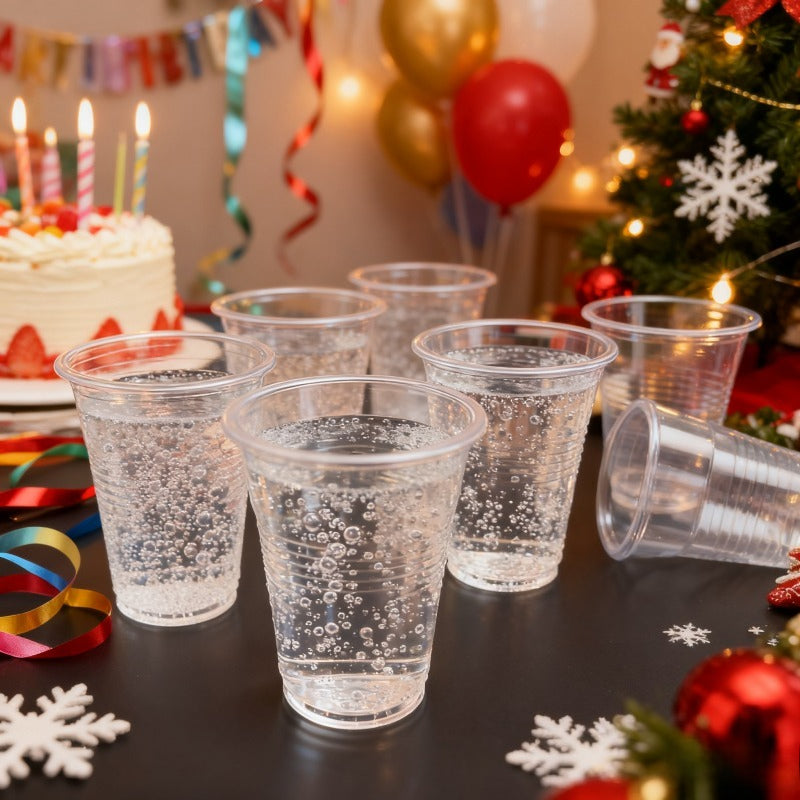82pcs of 300M High-Quality Transparent Cups, Perfect for Festive Party Decorations. They Pair Well with Soda And Various Colored Drinks, Making Them Visually Appealing. Stackable for Space-Saving Storage, Ideal for Family Gatherings, Parties
