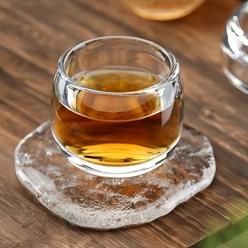 1 Set of 6, Exquisite 3.21oz Crystal Glass Tea Cups - Whiskey Glasses, Perfect for Chinese Tea Ceremonies, Summer and Winter Beverages, and Home Decor