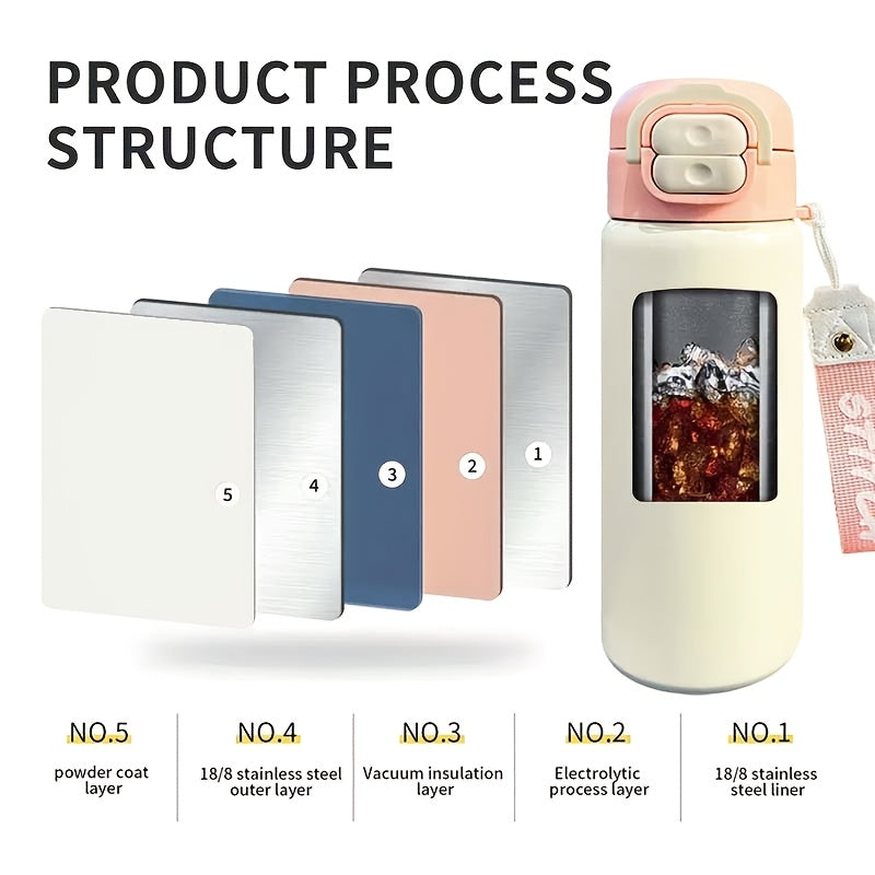 18oz Stainless Steel Cup, High Quality Insulated Mug, Solid Color Travel Tumbler, Double-Wall Vacuum Water Bottle, Reusable Insulated Mug, Straw Insulated Bottle, Perfect Gift for Valentine's Day Christmas Thanksgiving, Ideal for Outdoor Activities