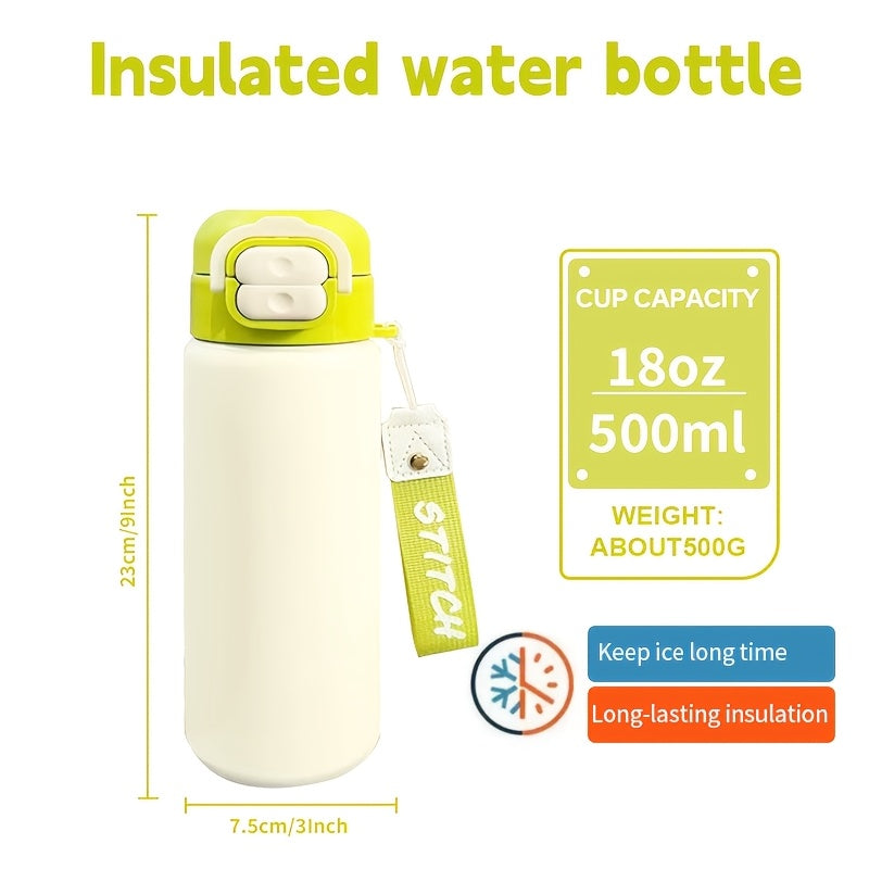 18oz Stainless Steel Cup, High Quality Insulated Mug, Solid Color Travel Tumbler, Double-Wall Vacuum Water Bottle, Reusable Insulated Mug, Straw Insulated Bottle, Perfect Gift for Valentine's Day Christmas Thanksgiving, Ideal for Outdoor Activities