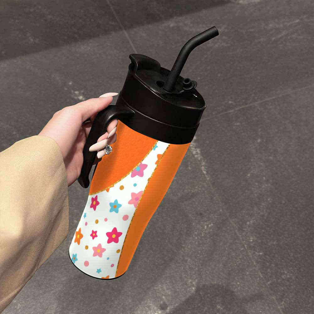 Vibrant Cartoon Star Design on a Plastic Cup for Beverages, Crafted from PC Material, Featuring an Impressive 1200Ml (40.58Oz) Capacity, Complete with a Lid And Straw. This Portable Travel Mug Is Suitable for Both Hot And Cold Drinks