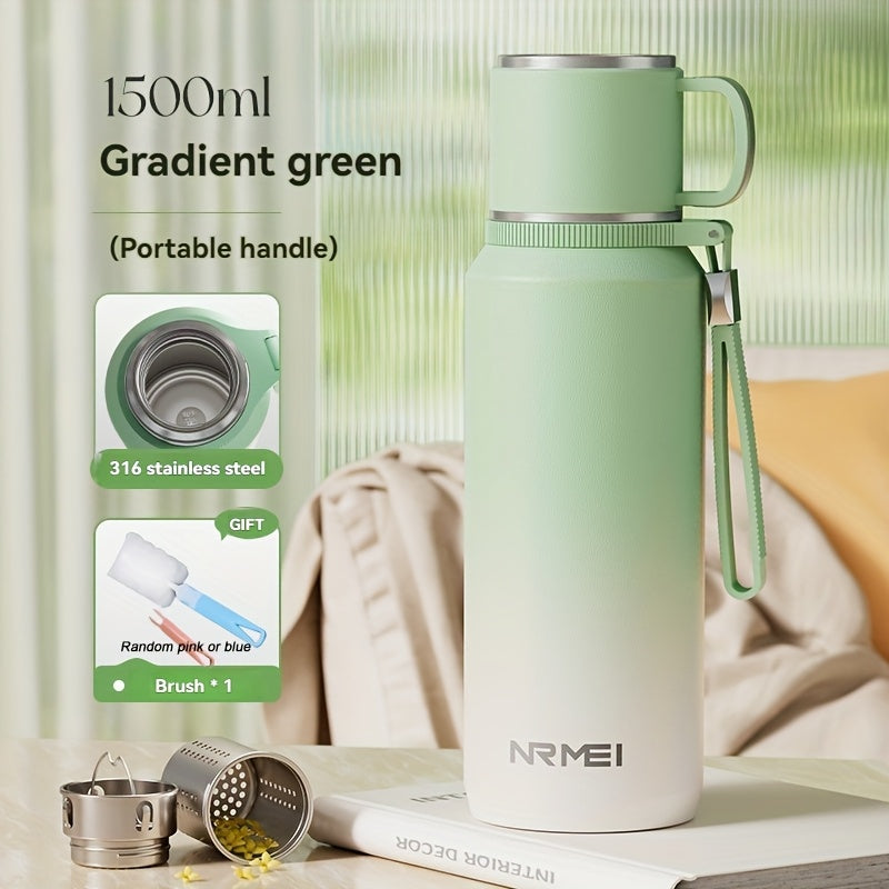 Insulated Tumbler with Lid, 24-Hour Hot & Cold Retention, Portable Handle and Cup Cover for Outdoor Use\u002FCamping