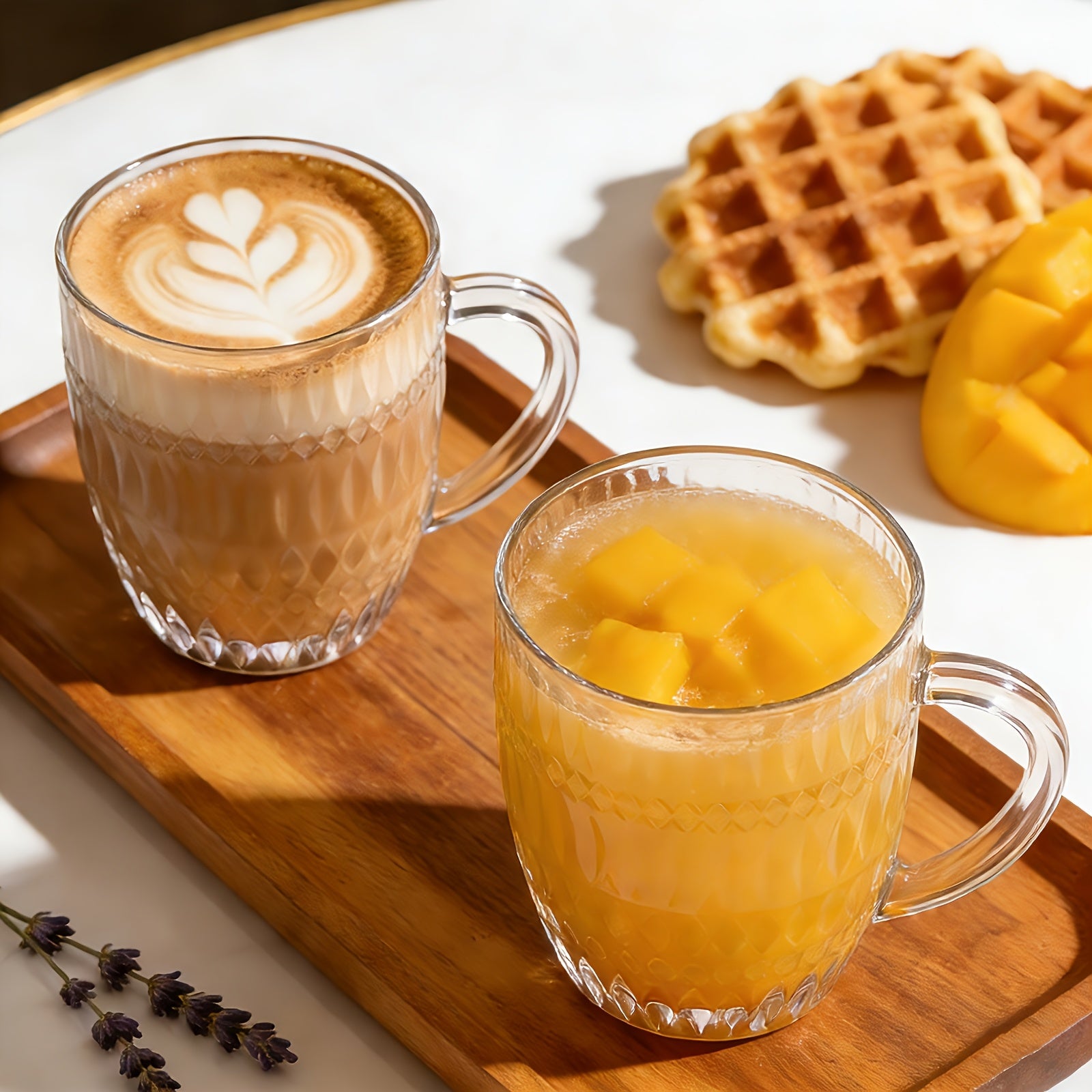 4pcs Aesthetic Textured Glass Coffee Mugs | Heat-Resistant, with Handle | Perfect for Latte, Cappuccino & Hot Chocolate | Reusable, Freezer Safe | Ideal for Home, Office, Daily Use & Couples Gift | Hand Wash Only