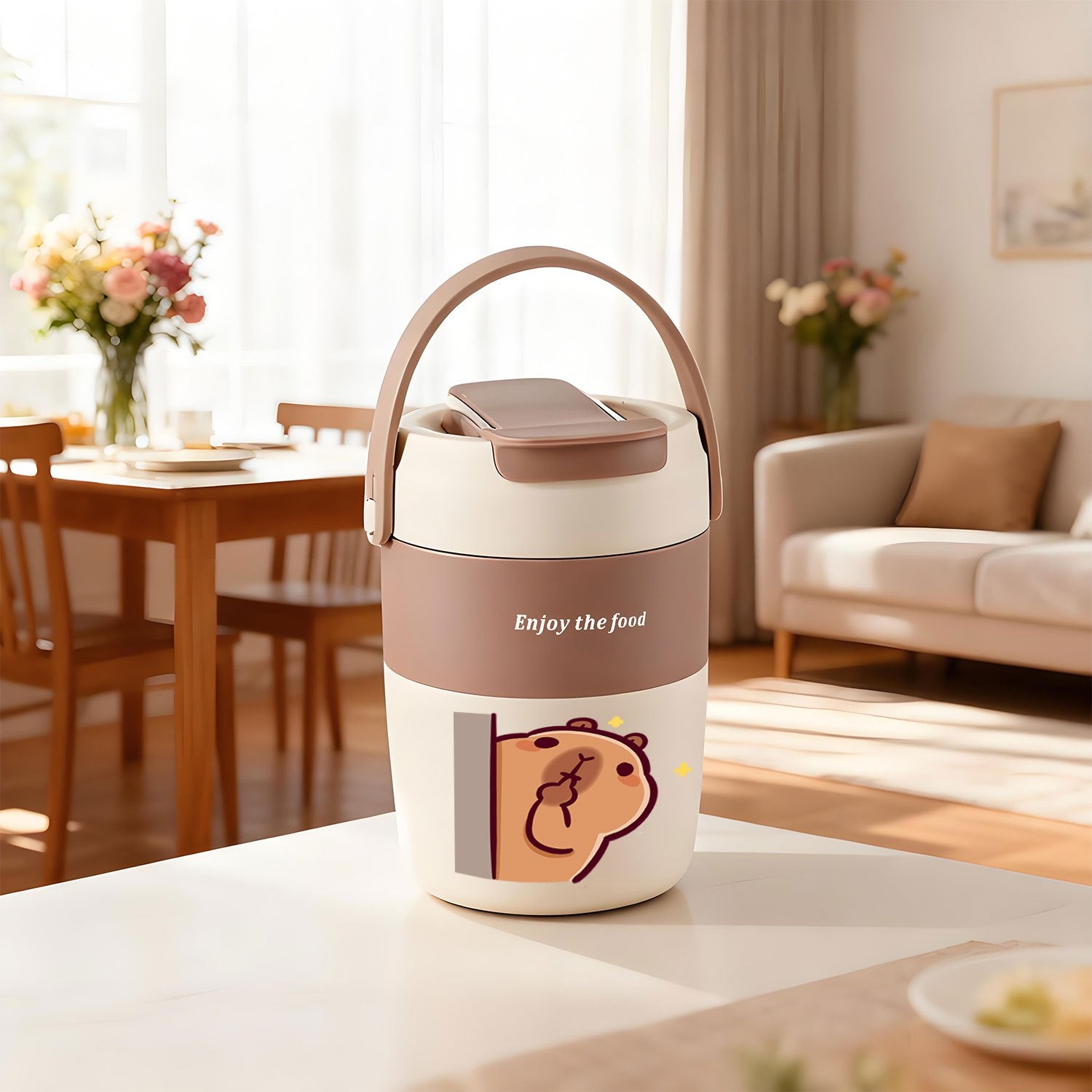 Capybara Water Bottle, Mug,, High-Value Tea Cup with Great Appearance, Large Capacity, Portable Travel Tumbler, Coffee Cup, Premium Water Bottle, Breakfast Cup, Milk Cup, Leak-Proof, Suitable for Car, Office, Camping, Home, Christmas