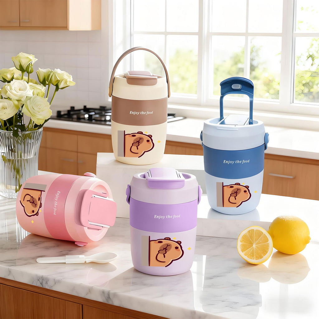 Capybara Water Bottle, Mug,, High-Value Tea Cup with Great Appearance, Large Capacity, Portable Travel Tumbler, Coffee Cup, Premium Water Bottle, Breakfast Cup, Milk Cup, Leak-Proof, Suitable for Car, Office, Camping, Home, Christmas