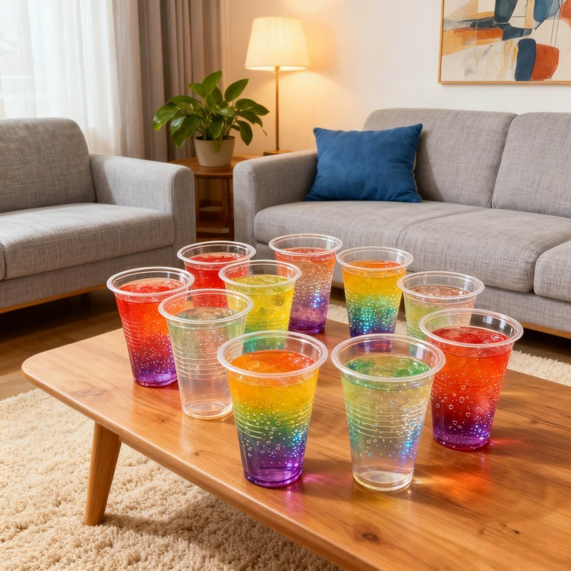82pcs of 300M High-Quality Transparent Cups, Perfect for Festive Party Decorations. They Pair Well with Soda And Various Colored Drinks, Making Them Visually Appealing. Stackable for Space-Saving Storage, Ideal for Family Gatherings, Parties
